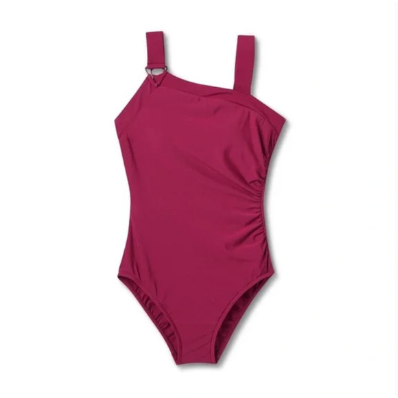 Womens Aqua Green UPF 50 Asymmetrical Shoulder One Piece Swimsuit Extra Large XL - Picture 1 of 9